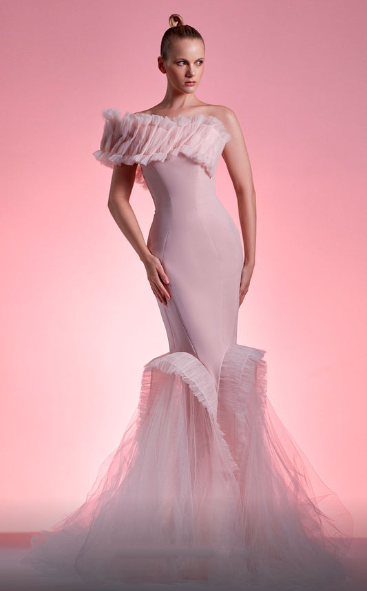 One Shoulder Structured Mermaid Gown