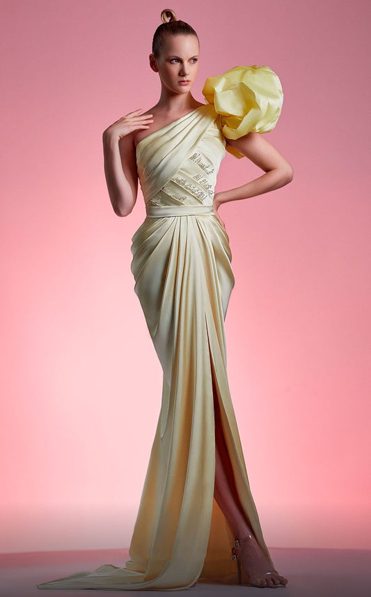 One Shoulder Ruched Gown