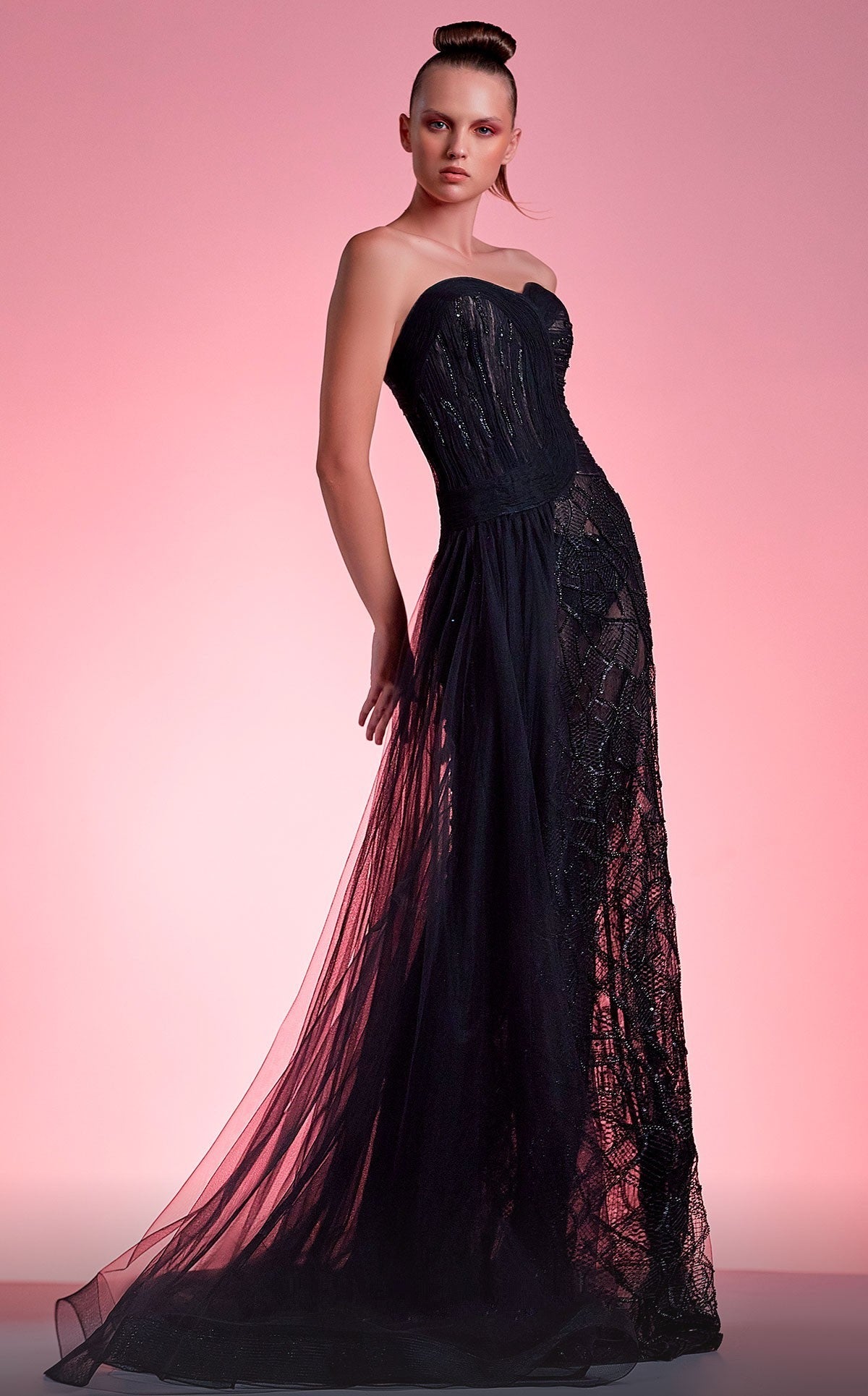 Strapless Mixed Media Gown