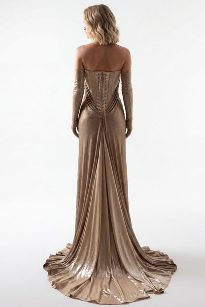 Beaded-Collar Corset Gown