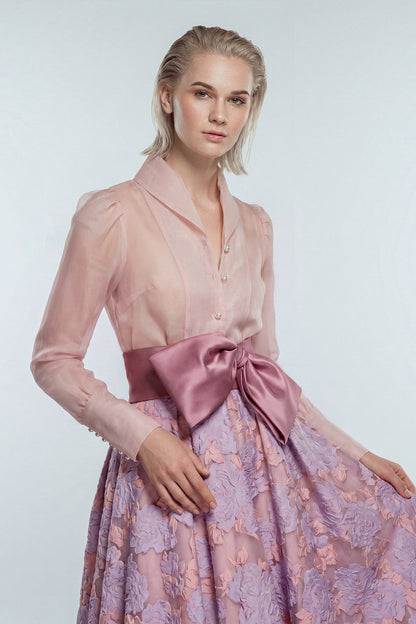 Pearl-Button Jacquard Skirt Set