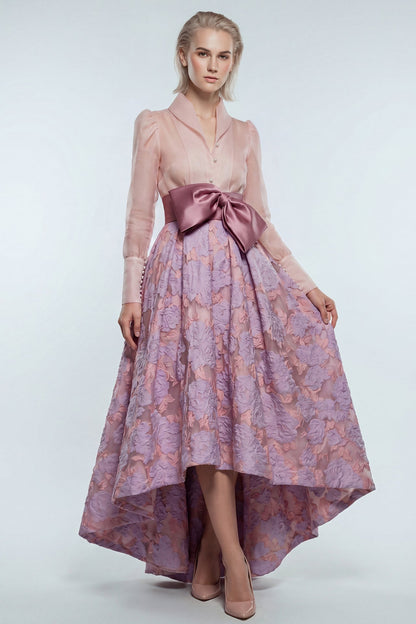 Pearl-Button Jacquard Skirt Set
