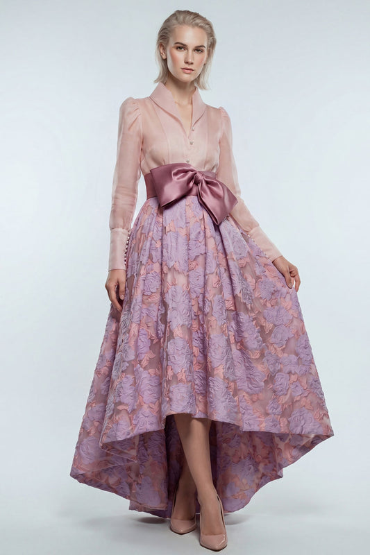 Pearl-Button Jacquard Skirt Set