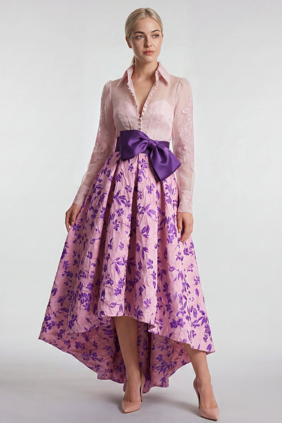 Floral Jacquard Skirt Set