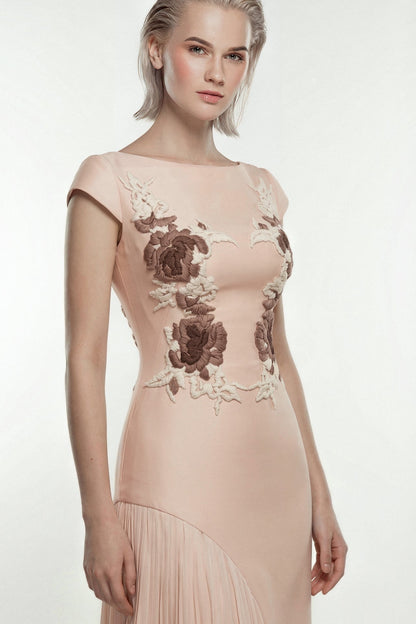 Floral Appliqué Mikado Gown