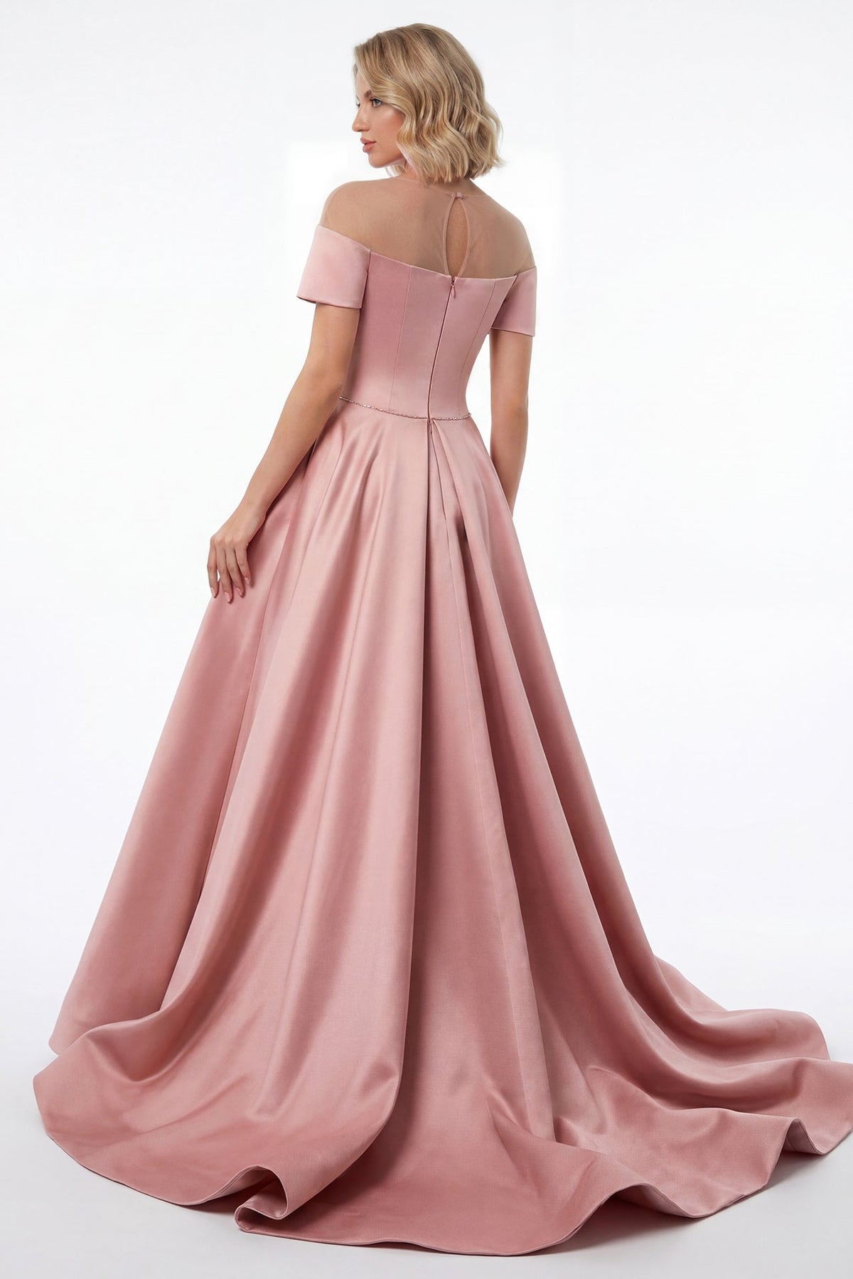 Illusion-Neck Corset Overskirt Gown