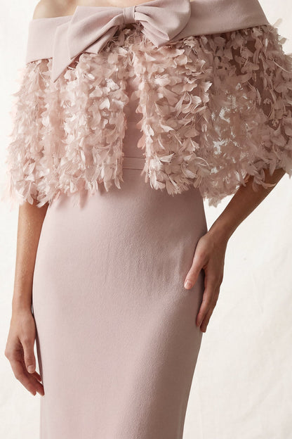Strapless Draped Crepe Gown