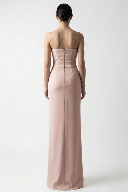 Strapless Draped Crepe Gown