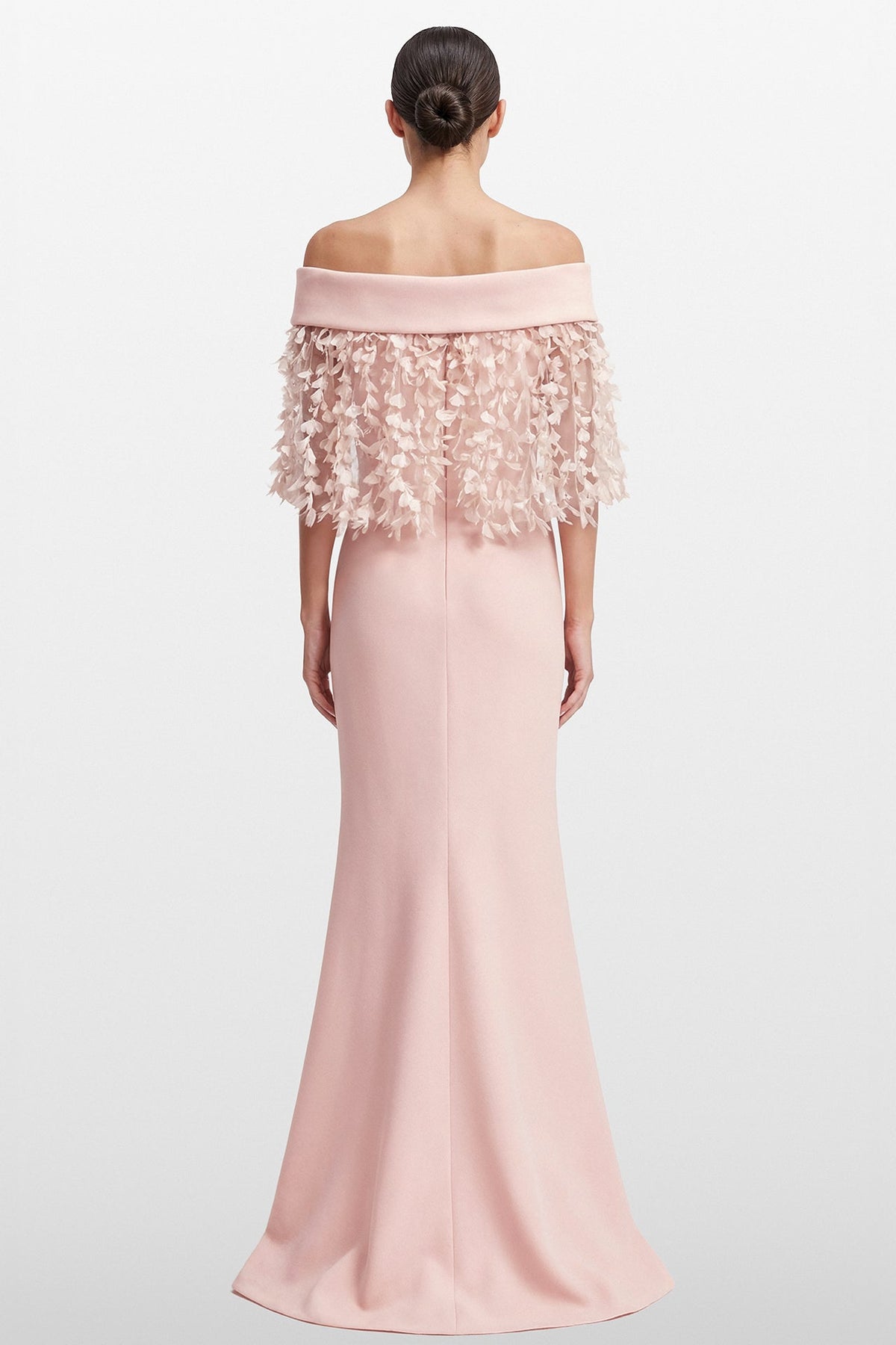 Strapless Draped Crepe Gown