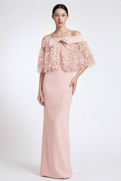 Strapless Draped Crepe Gown