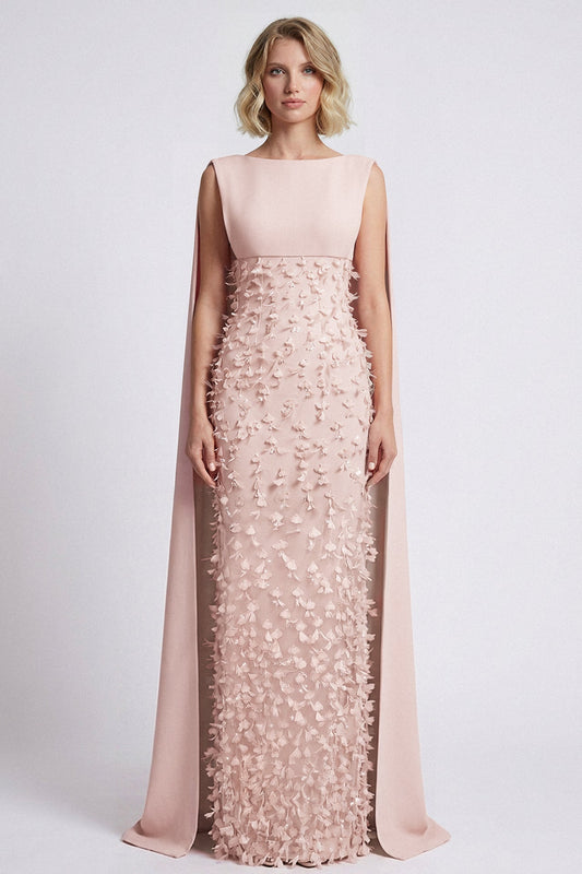 Petal Appliqué Cape Gown