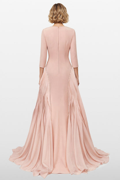 Deep V-Neck Draped-Panel Gown