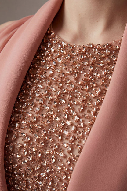 Cold-Shoulder Beaded Mermaid Gown
