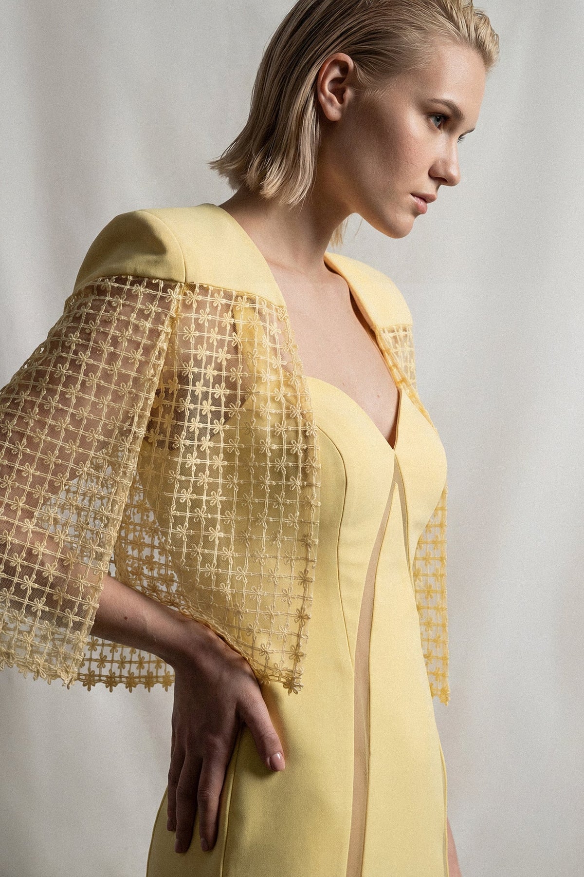 Sweetheart Lace Cape Gown