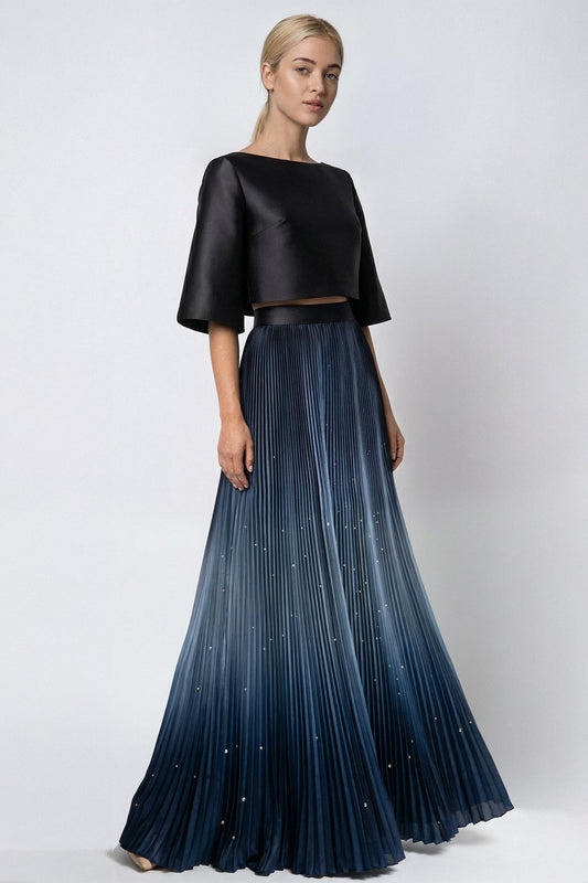 Crop-Top Pleated Skirt Set