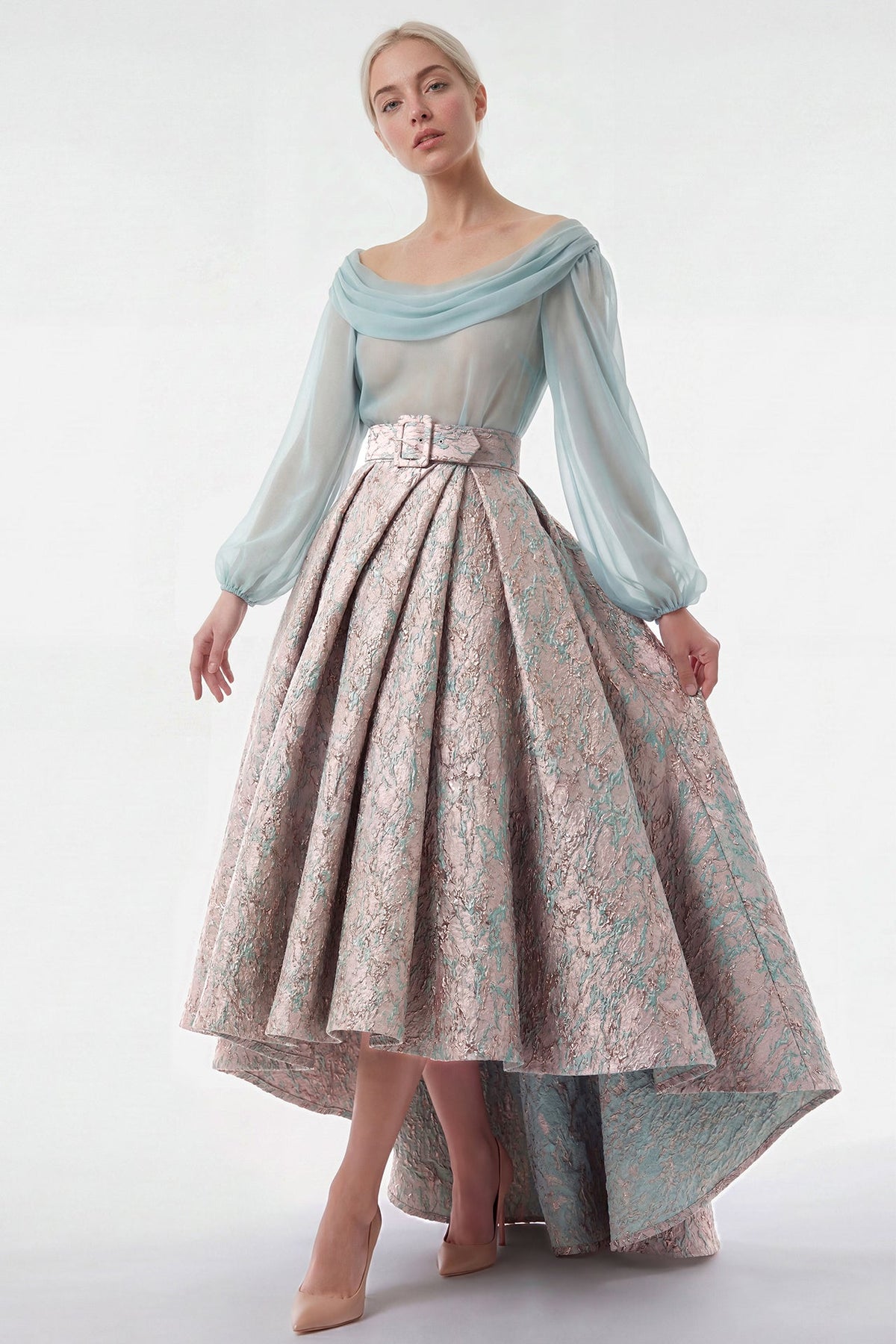 Off-Shoulder Chiffon Skirt Set