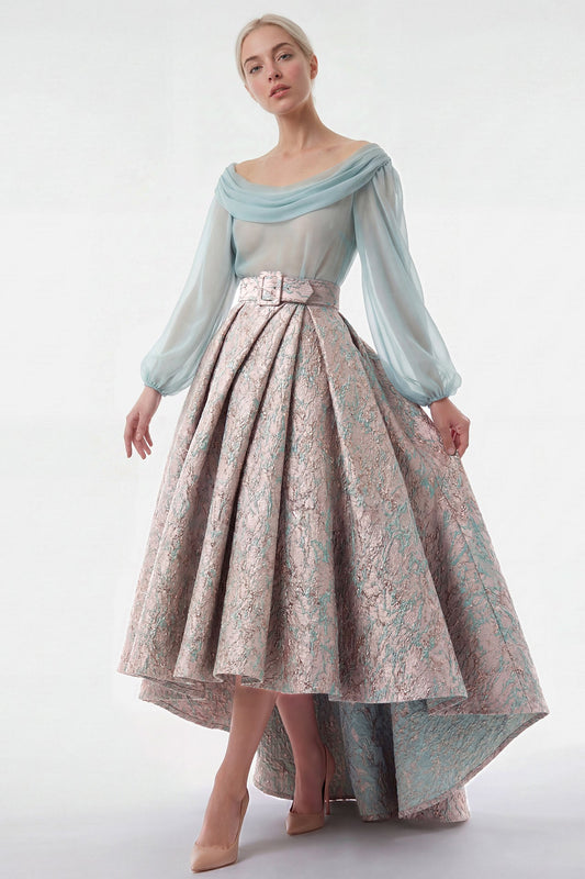 Off-Shoulder Chiffon Skirt Set