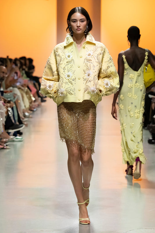 Crepe Jacket with Mesh Skirt