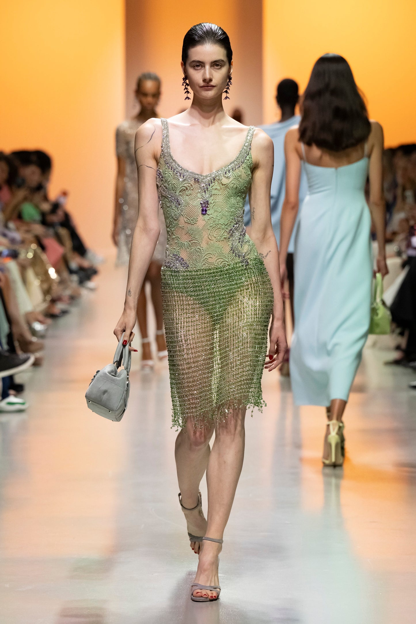 Lace Body with Mesh Skirt