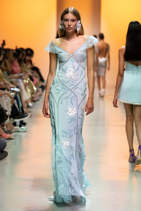Off Shoulder Georgette Gown