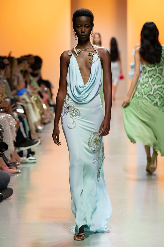 Crystallized Georgette Gown