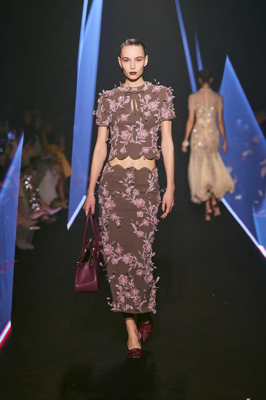 Floral Wool Blouse & Skirt