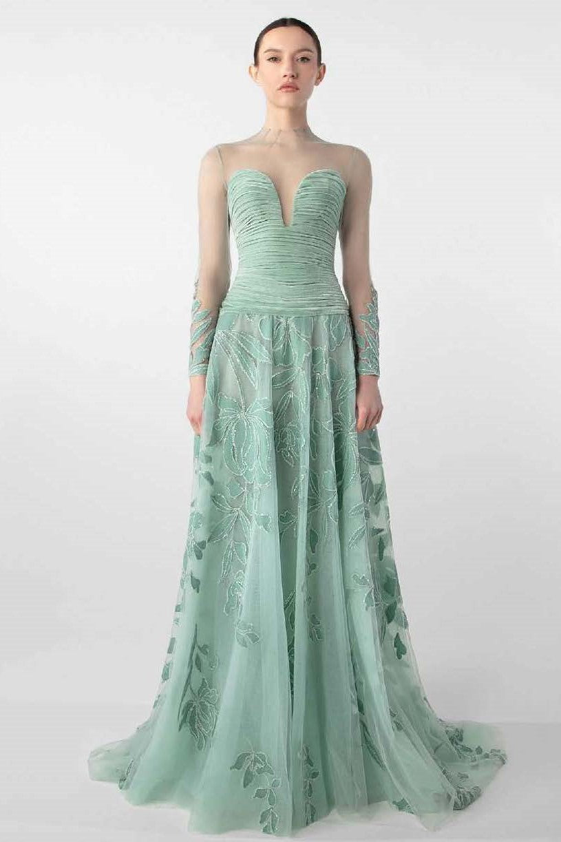 Ruched-Bodice Gown