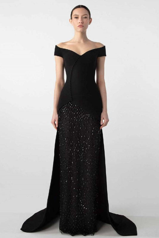 Jet Stone Embroidered Gown