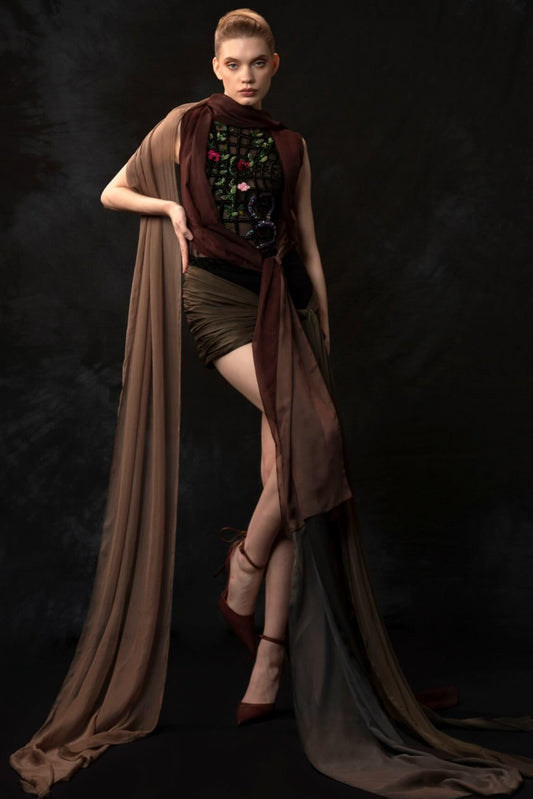 Asymmetric Sleeveless Gown