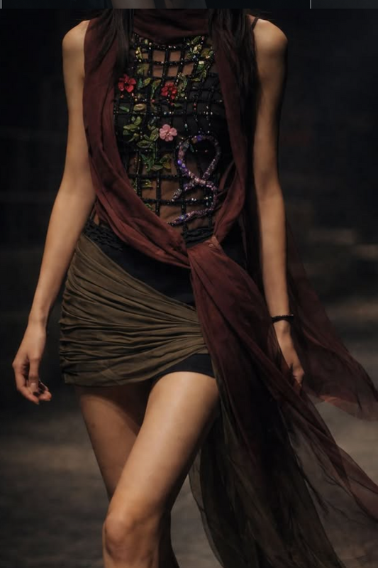 Asymmetric Sleeveless Gown