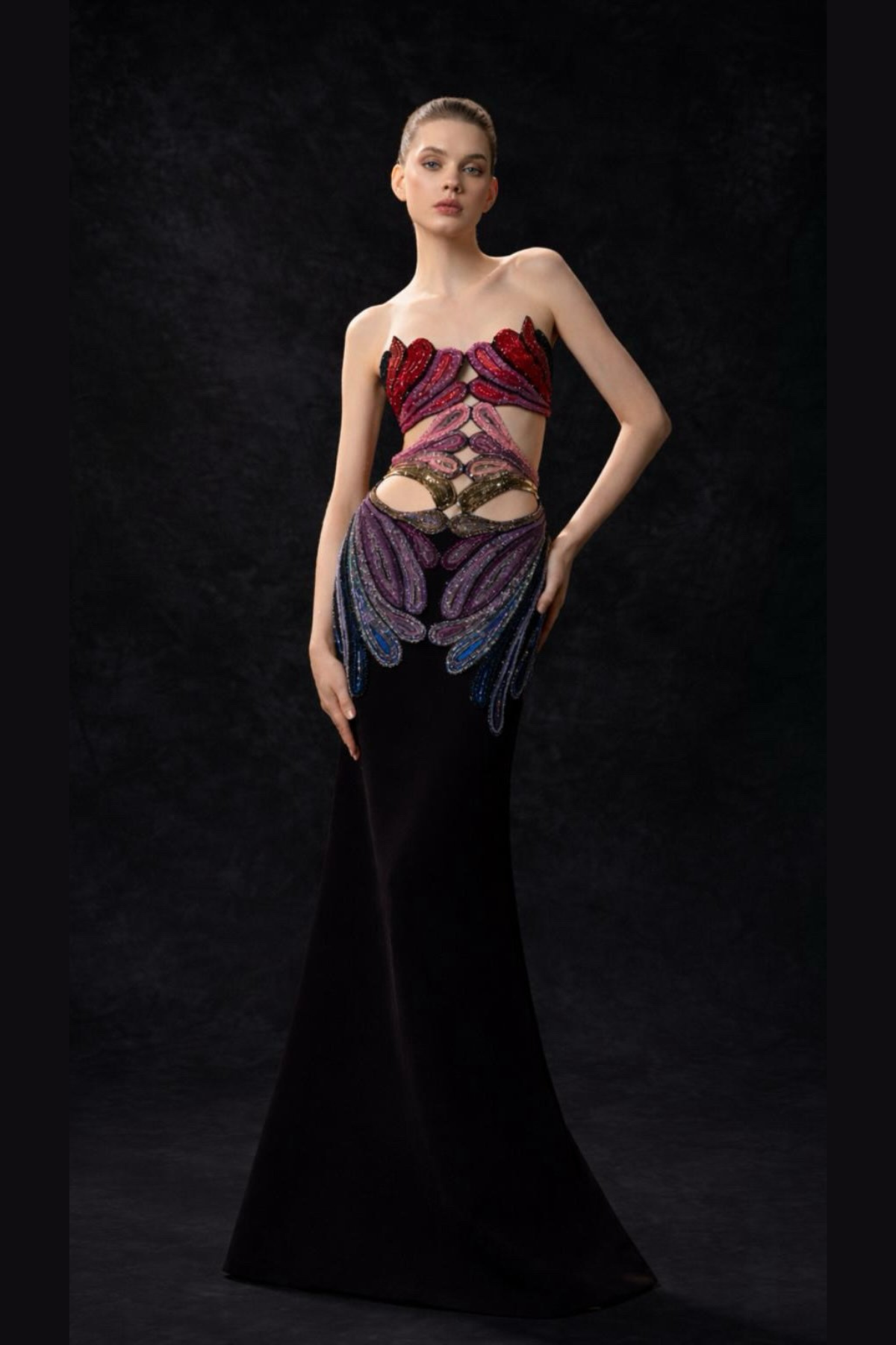 Strapless Cut-Out Gown