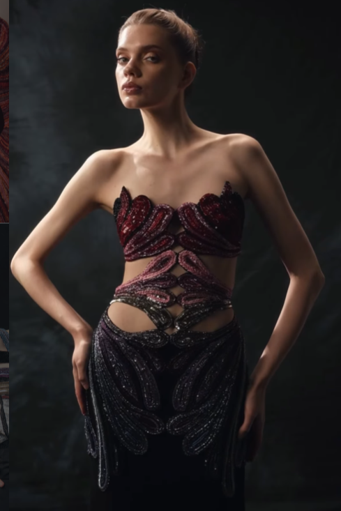 Strapless Cut-Out Gown