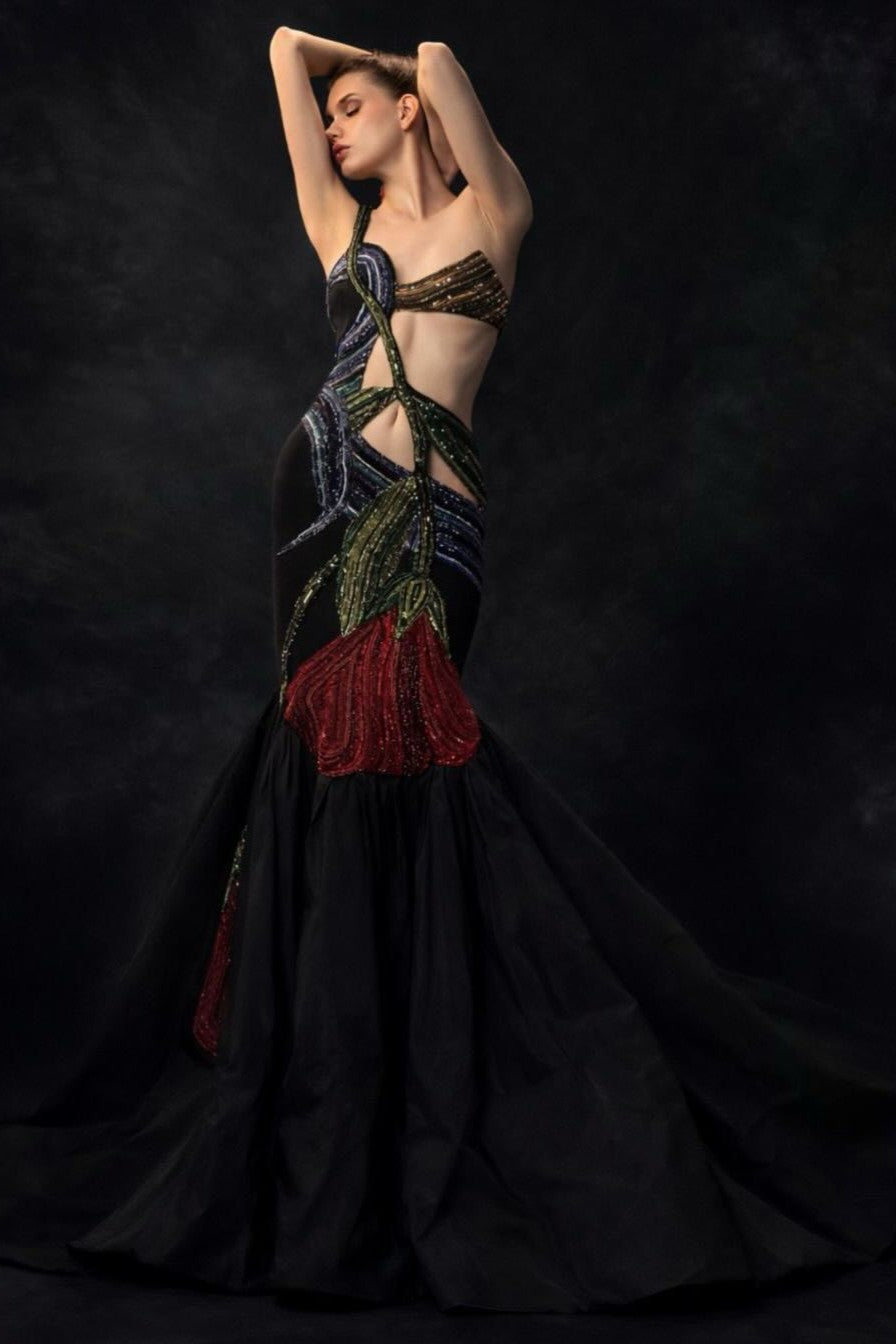 Sleeveless Asymmetric Gown