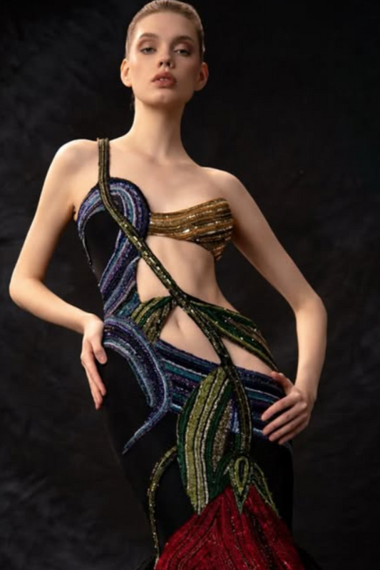 Sleeveless Asymmetric Gown