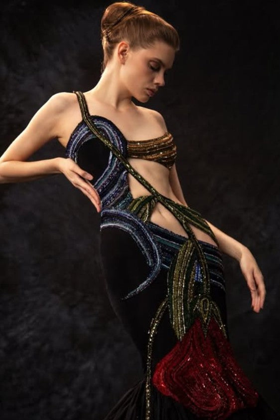 Sleeveless Asymmetric Gown