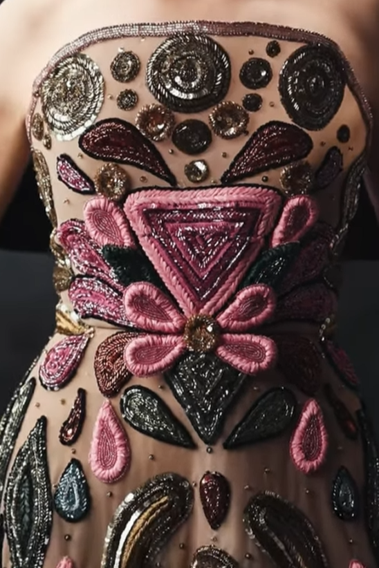 Strapless Embroidered Dress