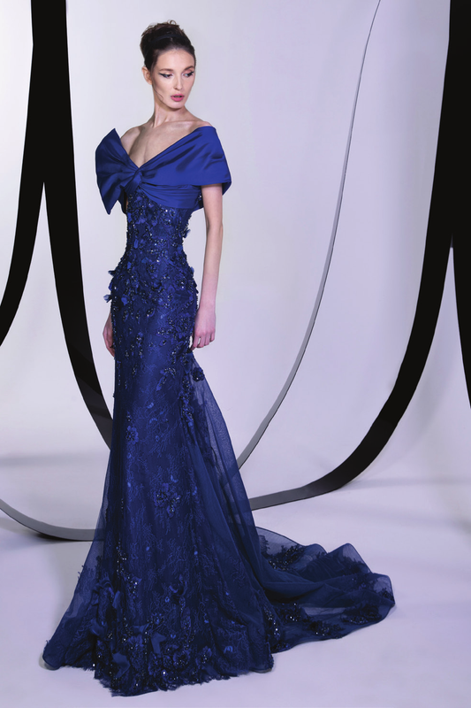 Embellished Lace Trumpet Gown