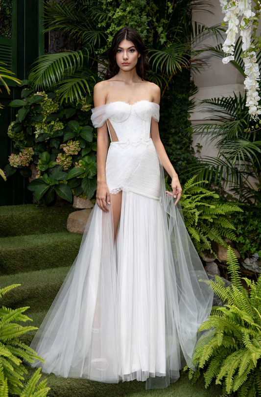 Off Shoulder Gown with Slit