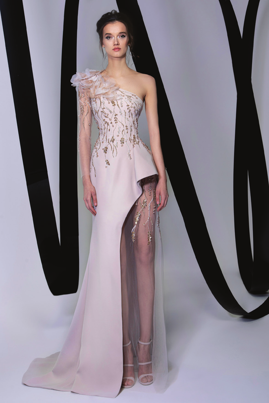 Asymmetrical Peplum Gown