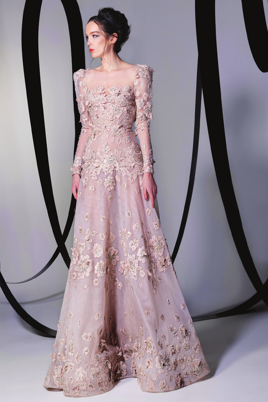 Long Sleeve-Floral Gown