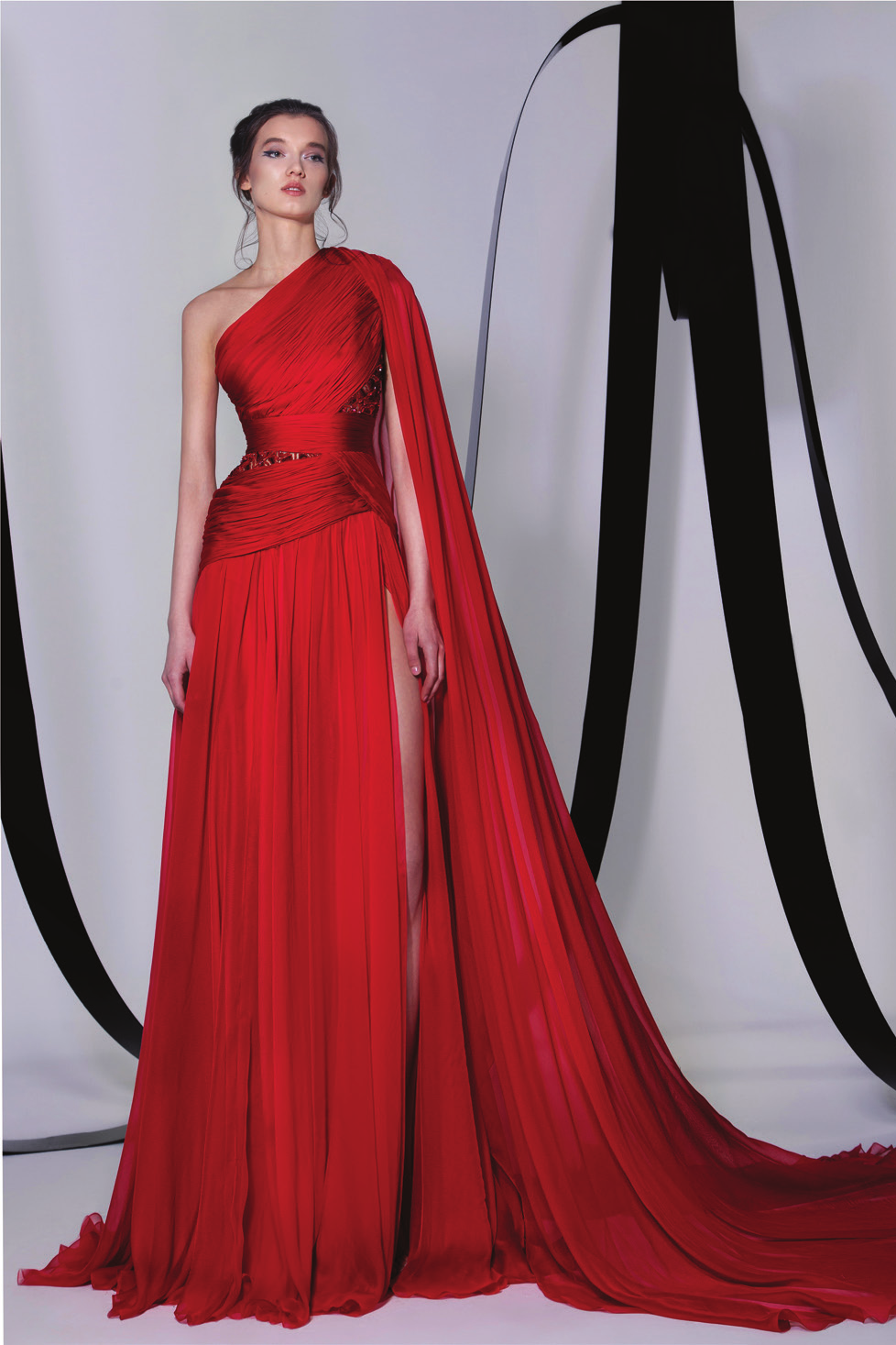 Draped Cape Sleeve Gown