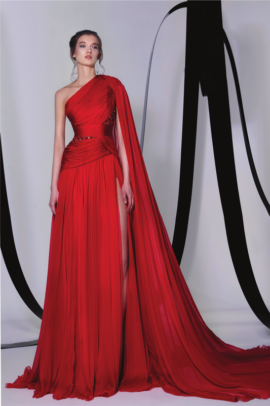 Draped Cape Sleeve Gown