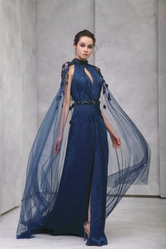 Hand-Embroidered Lurex Georgette Gown