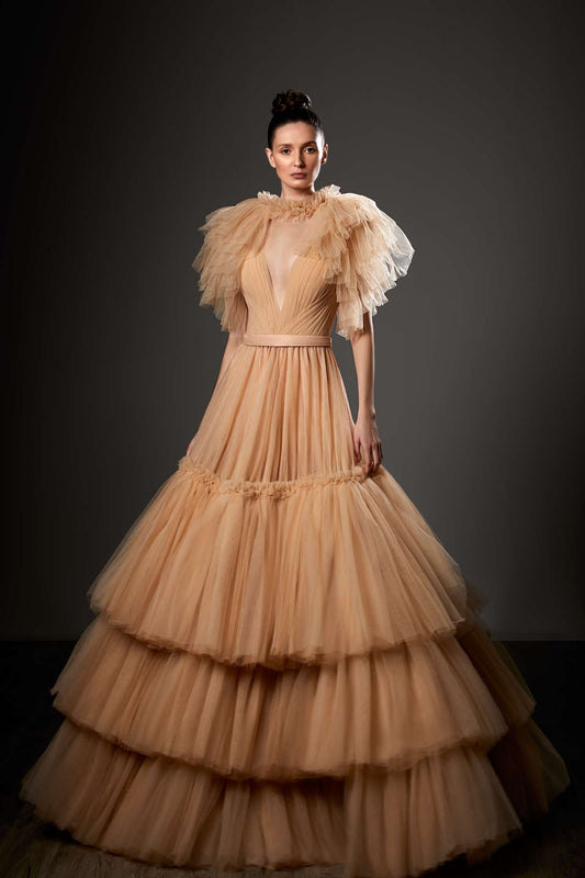 Ruffled Tiered Gown
