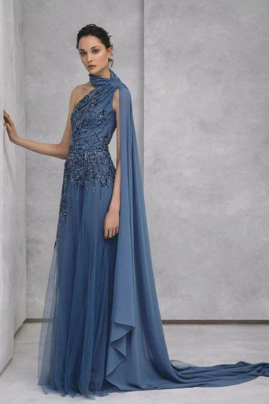 Georgette Beaded Tulle Gown