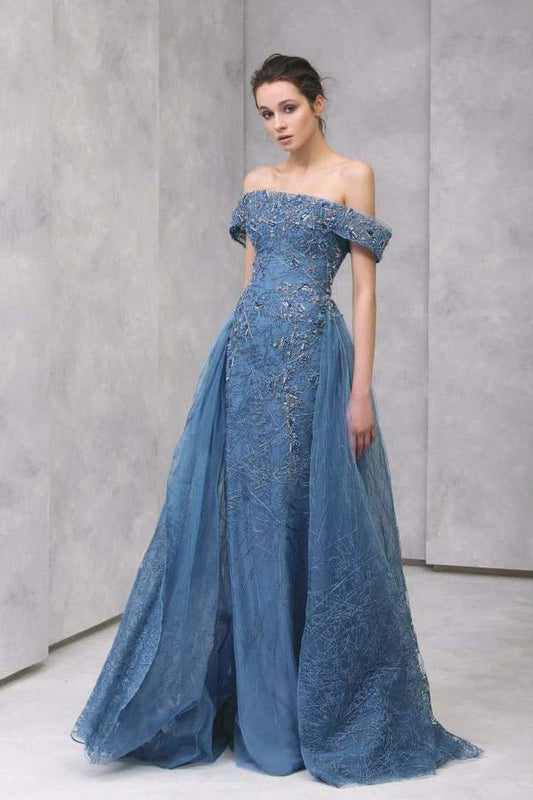 Off Shoulder Gown with Over-Skirt