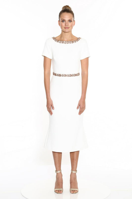Bateau Neckline Crepe Cocktail