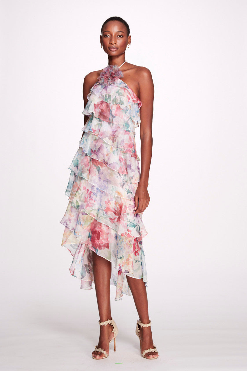 Floral Halter Neck Print Dress