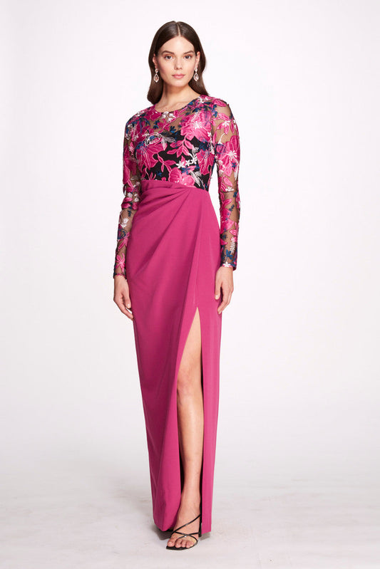 Long Sleeve Column Gown