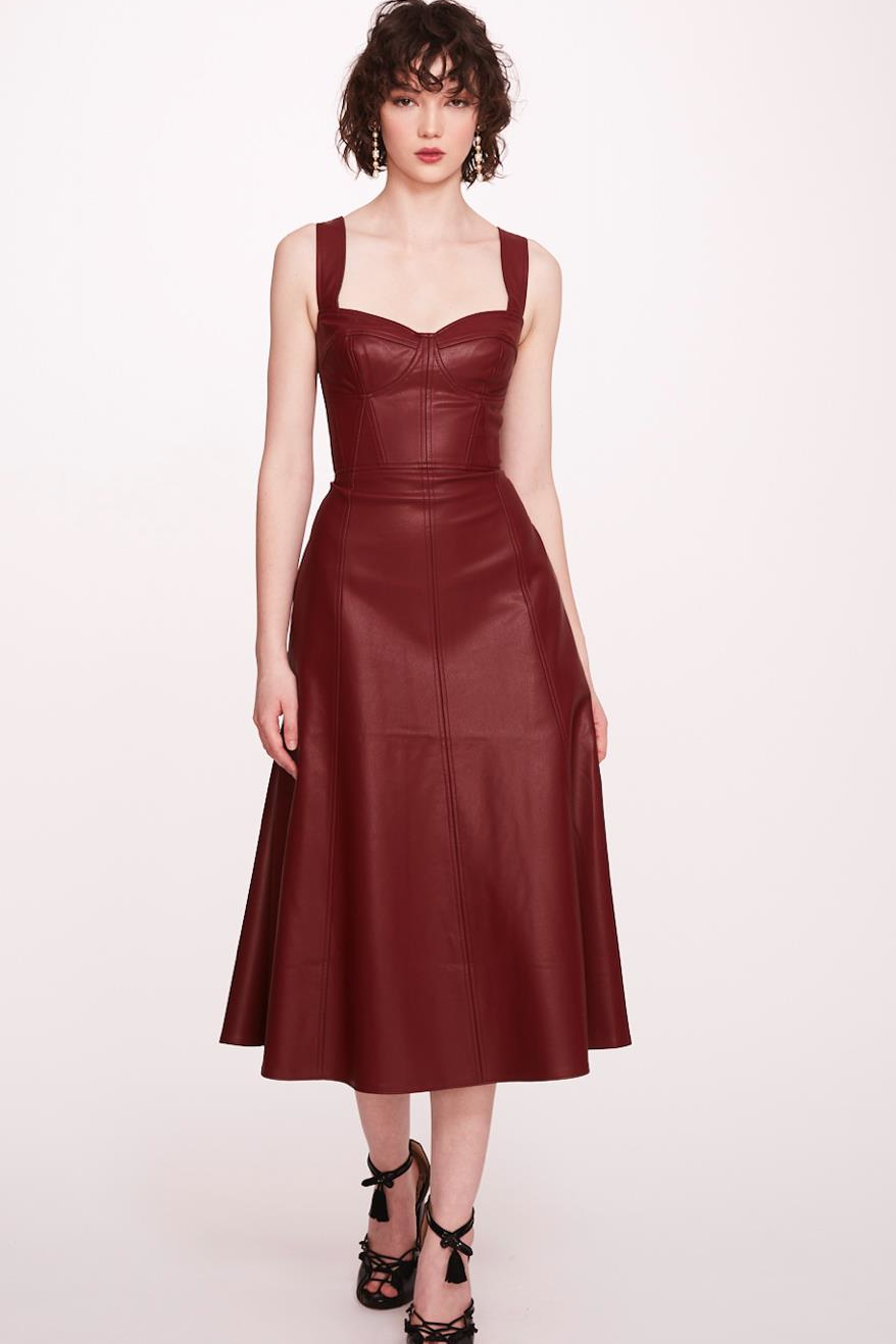 Sleeveless Faux Leather Midi-Dress